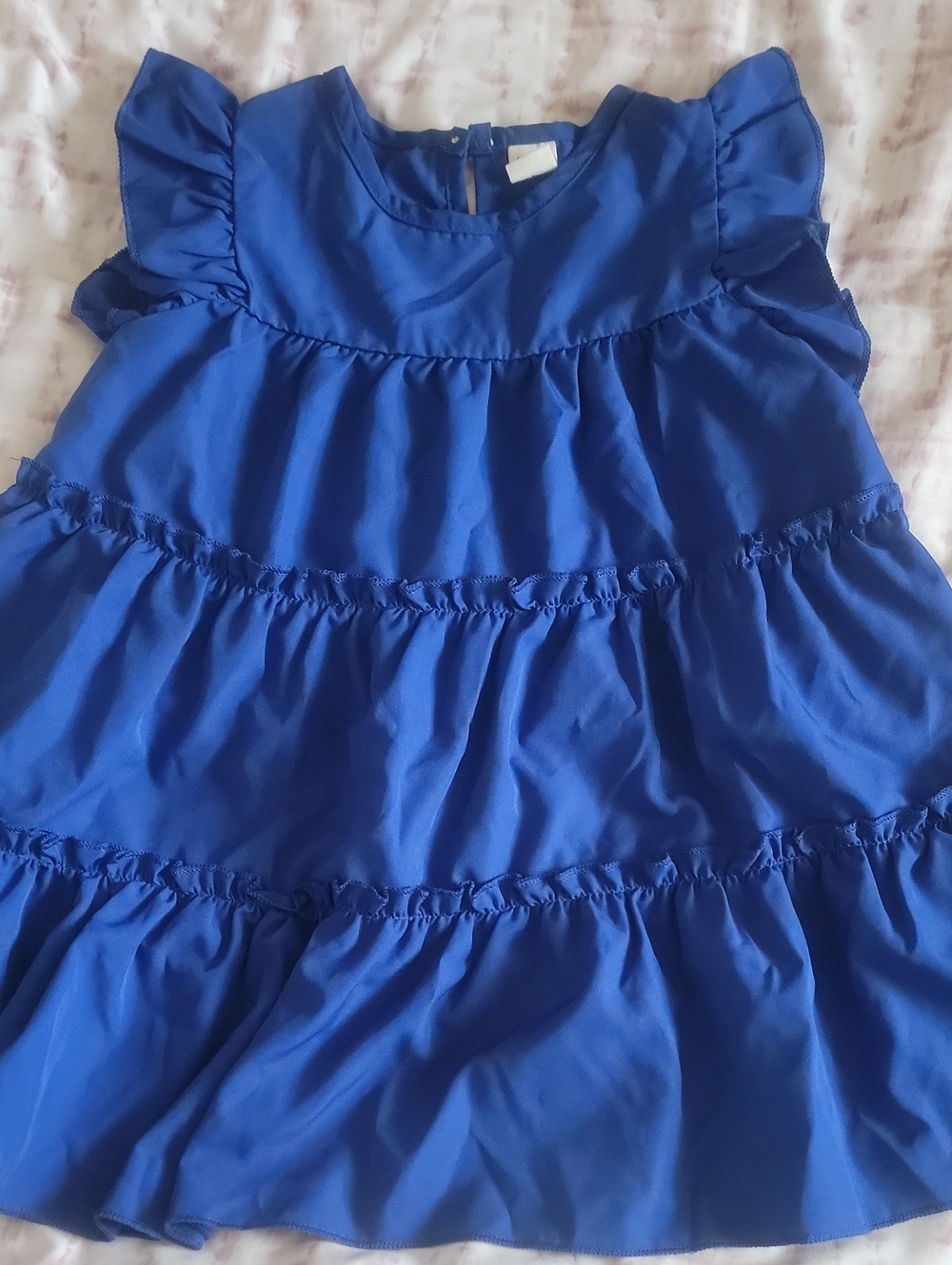 SHEIN Royal Blue Tiered Ruffle Dress with Flutter Sleeves